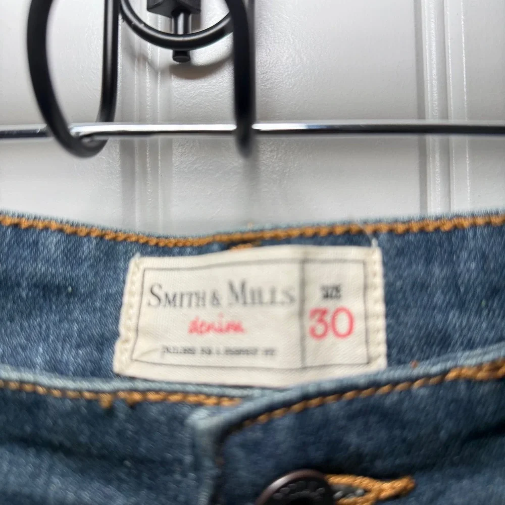 Smith & Mills Mens Cotton Jeans Size 30 Blue Slim Fit Dark Wash Denim